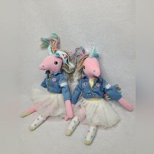 Pottery barn kids SOPHIE THE UNICORN Designer doll Rainbow Ornaments Lot Of 2